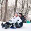 Couple riding a sleigh
