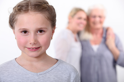 Young girl surrounded by female role models